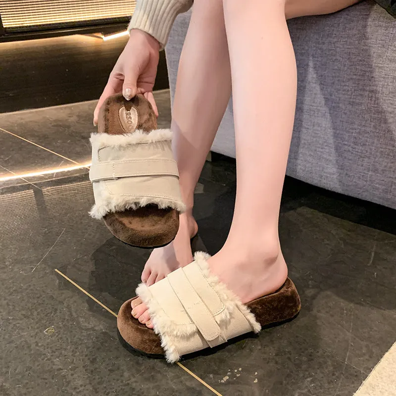 INSTOCK - European retro thick-soled fur slippers for women