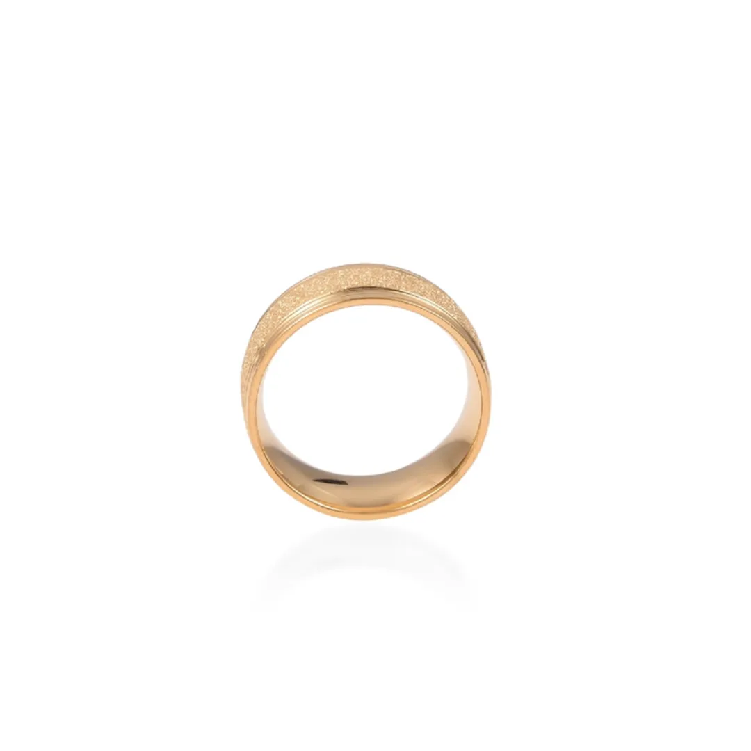 ION Plated Yellow Gold Plated Stainless Steel Textured Band Ring Unisex