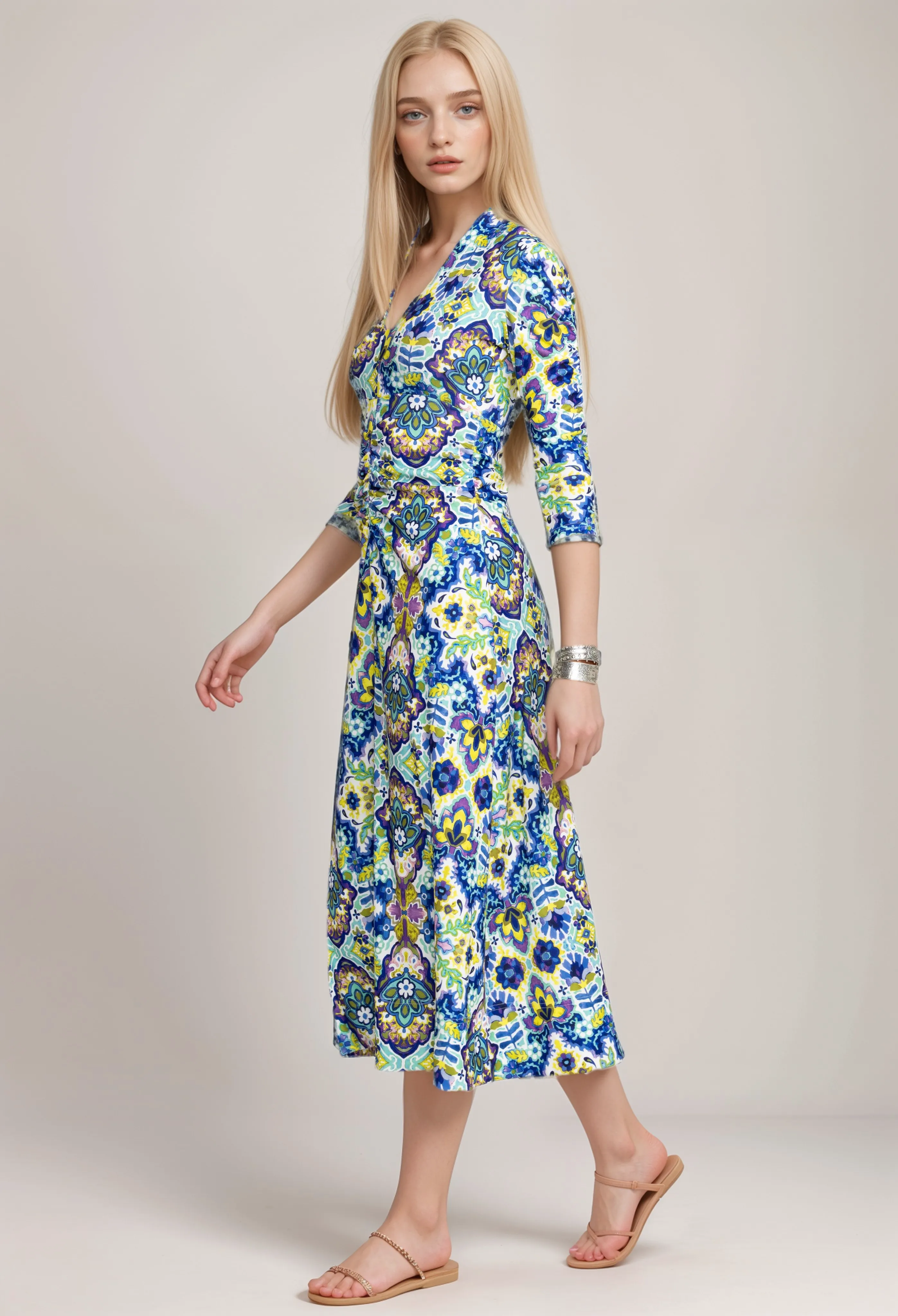 Johnny Was Jade Kiara Matte Jersey Tea Length Dress L31224