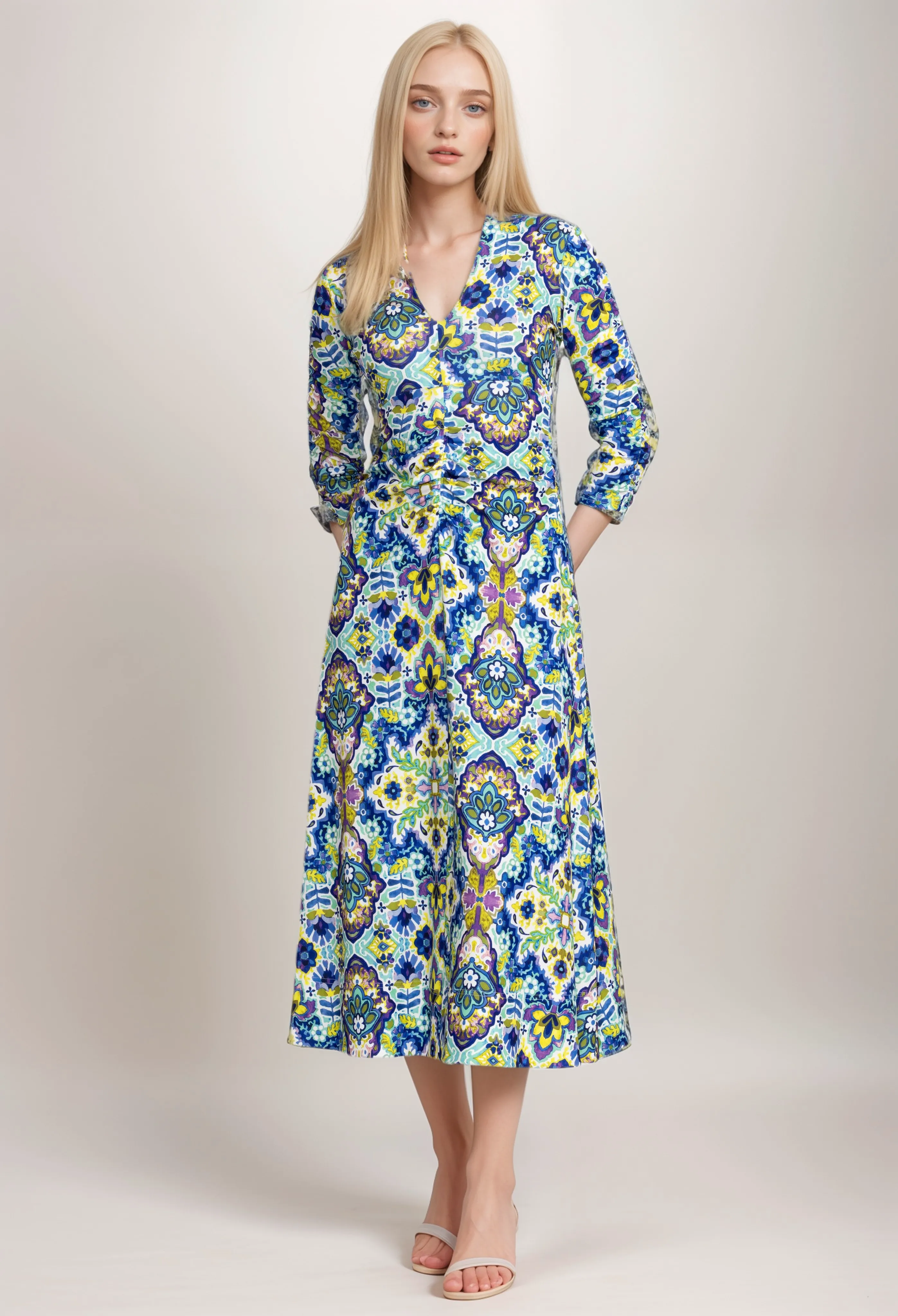 Johnny Was Jade Kiara Matte Jersey Tea Length Dress L31224
