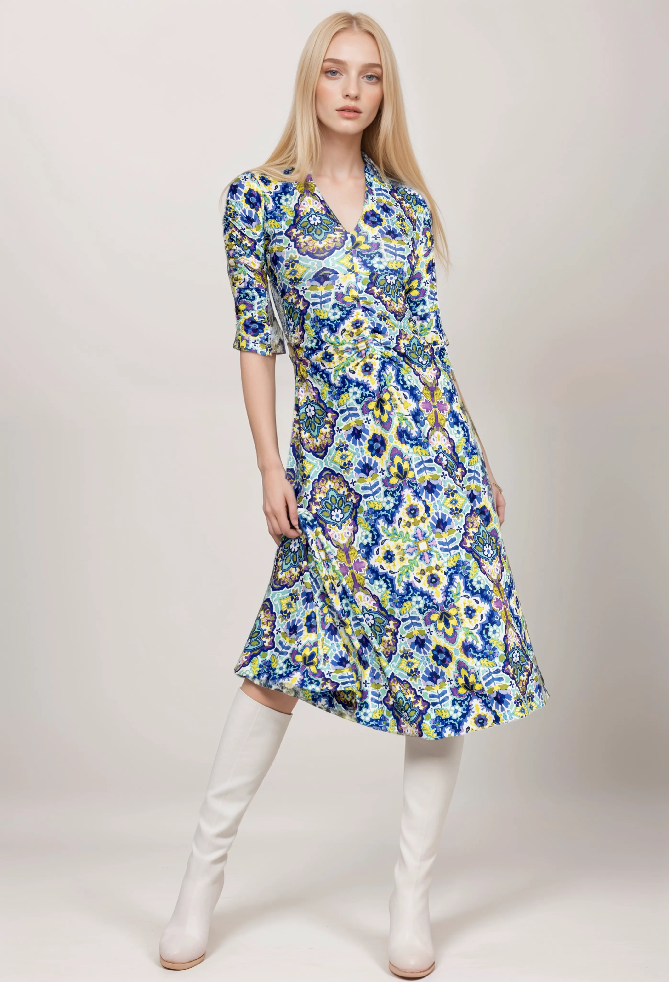 Johnny Was Jade Kiara Matte Jersey Tea Length Dress L31224