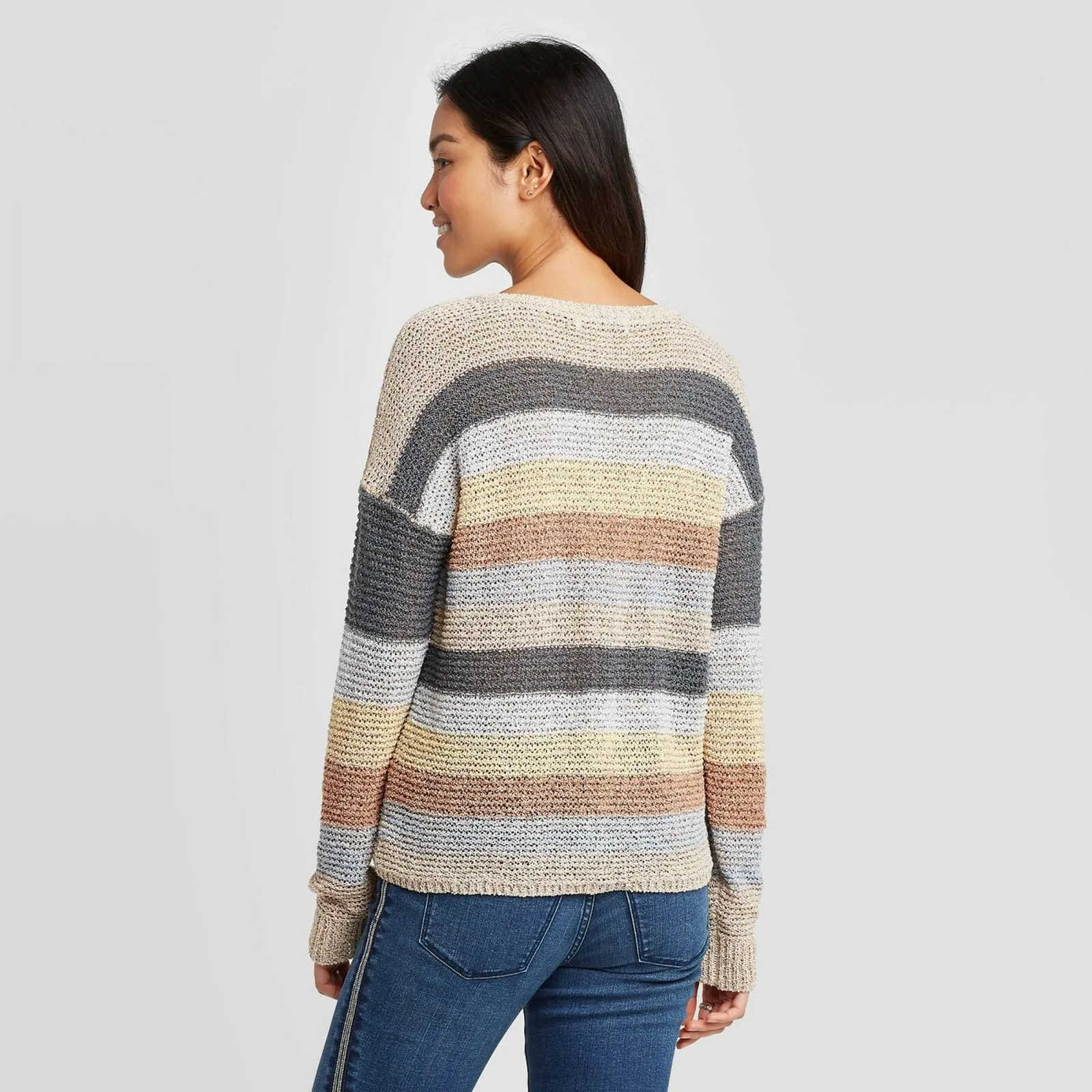 Knox Rose Women's Striped Crewneck Pullover Sweater
