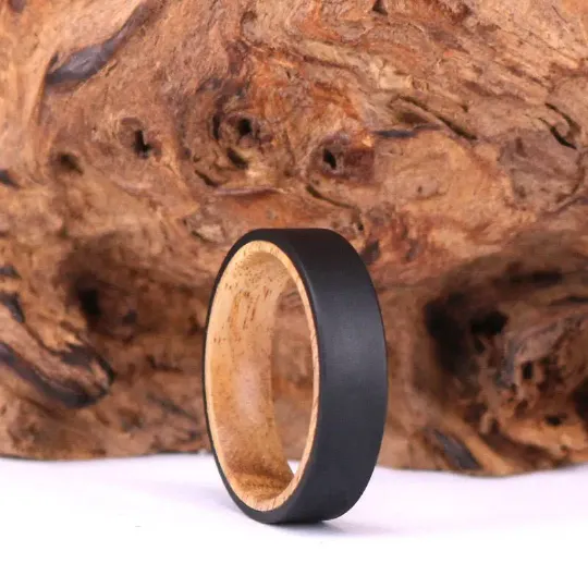 Koa Wood Titanium Men's Wedding Band 8MM