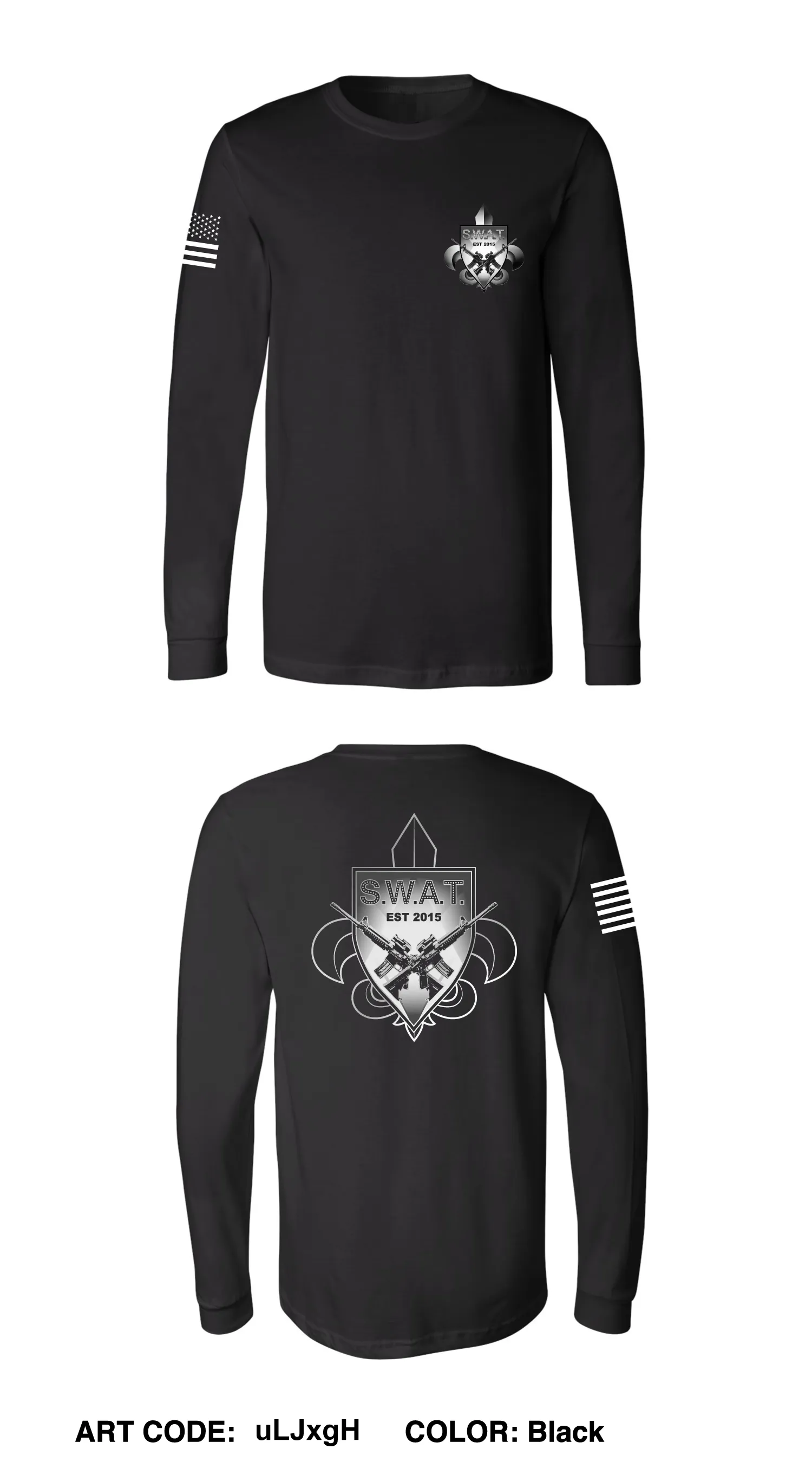 Krewe of SWAT Comfort Men's Cotton LS Tee - uLJxgH