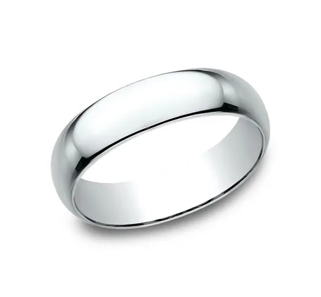 Light Comfort Fit Men's Band in White Gold - 6mm