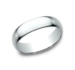 Light Comfort Fit Men's Band in White Gold - 6mm