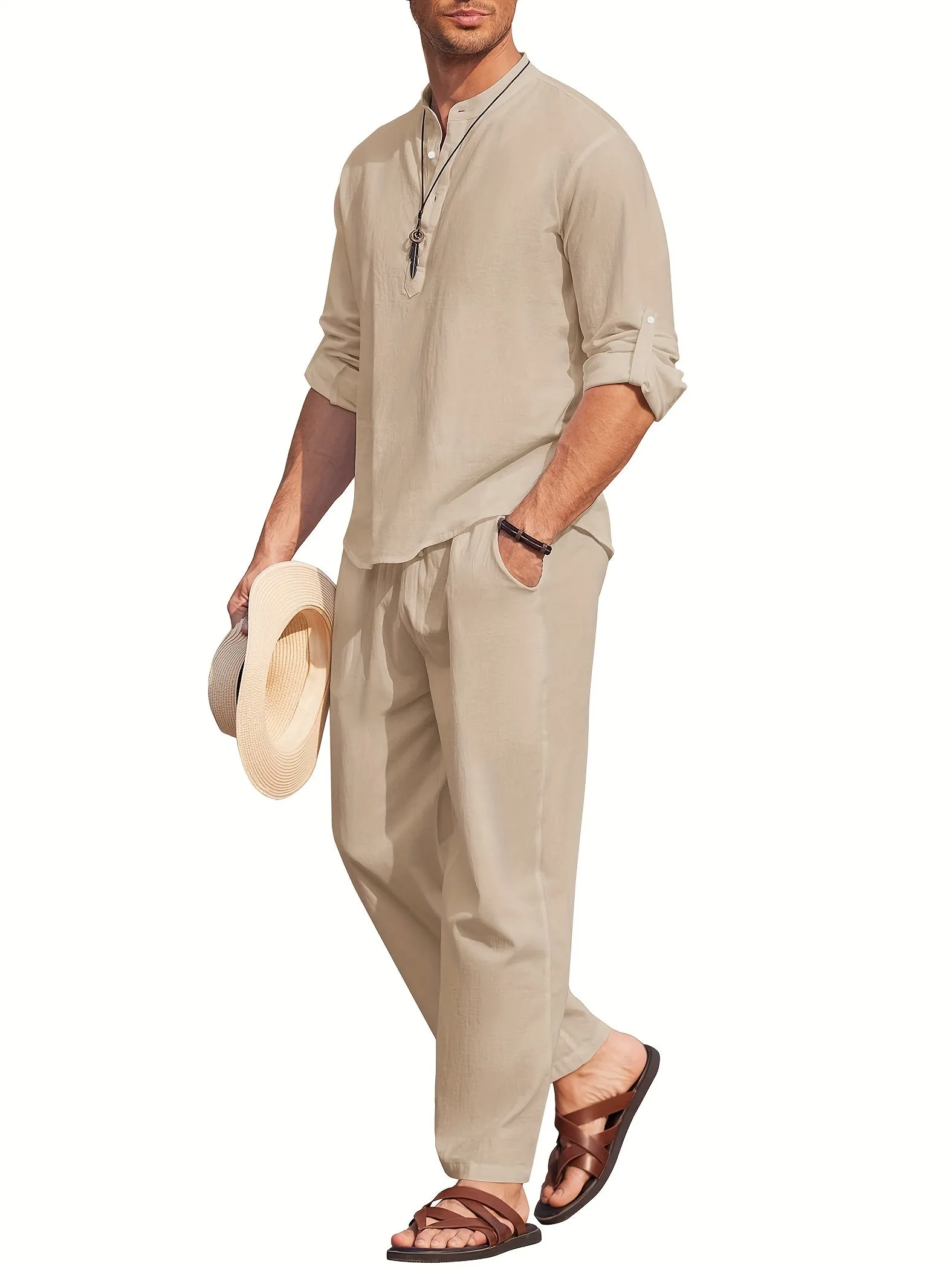 Linen Breeze™ | Men's Lightweight Linen Set | Sustainable Fabric, Breathable Design & Summer Comfort