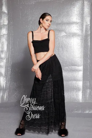 Long Lace Skirt In Black