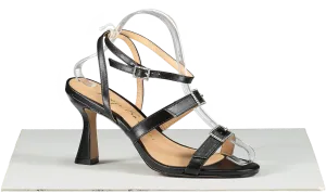 Luiza Barcelos Black BLACK CRYSTAL BUCKLE MID-HEEL SANDALS UK 6 EU 39 👠