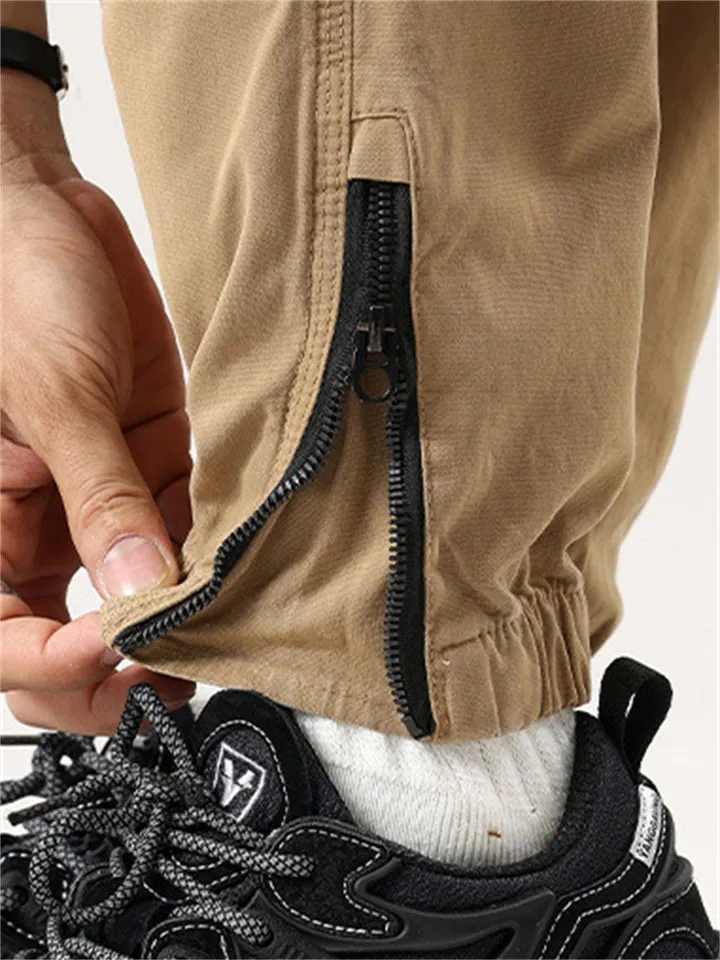 Male Zippered Pocket Comfort Drawstring Work Pants