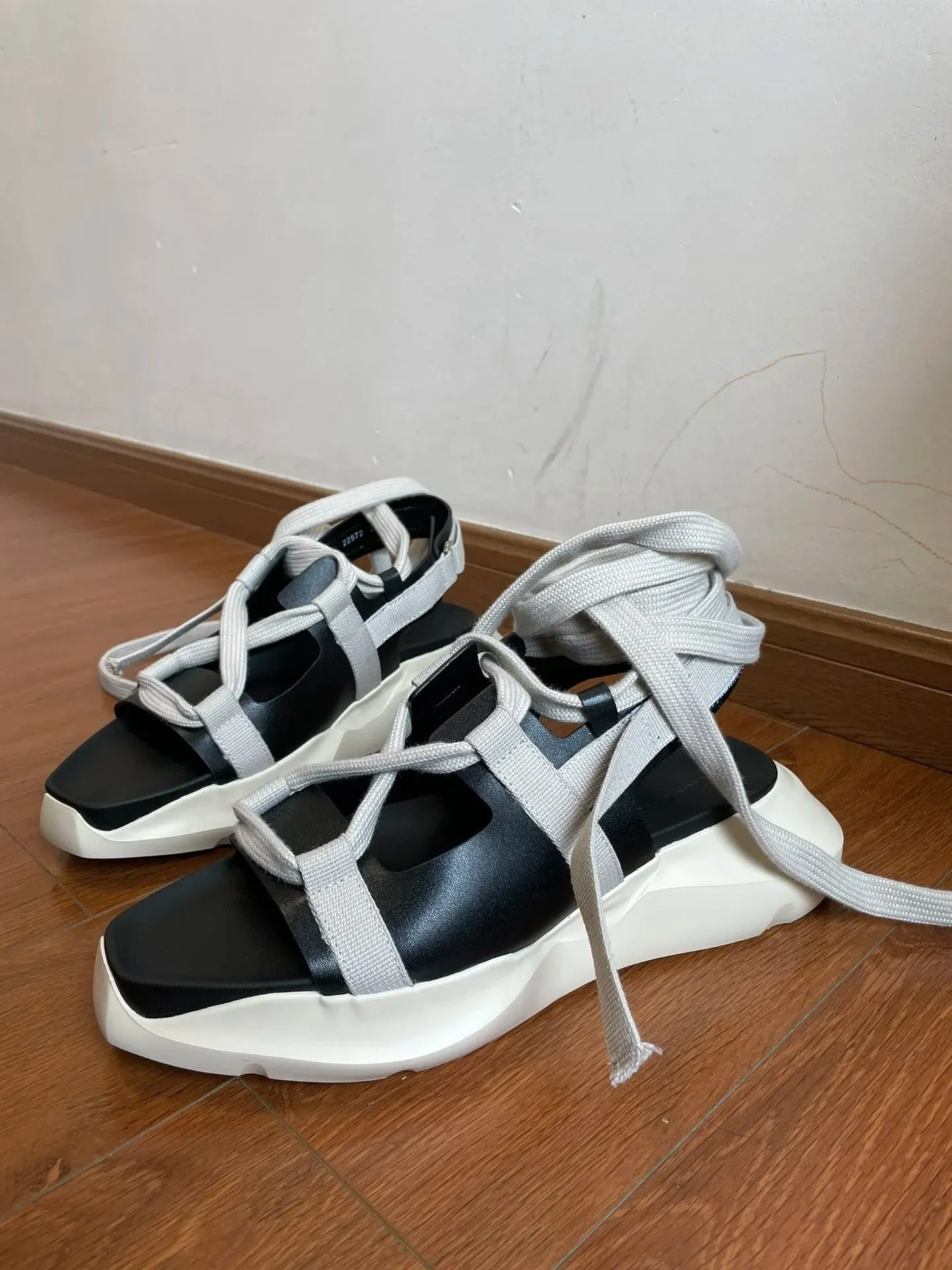 Men Sandals Platform Black Casual Rome Gladiator Leather  Summer Shoes