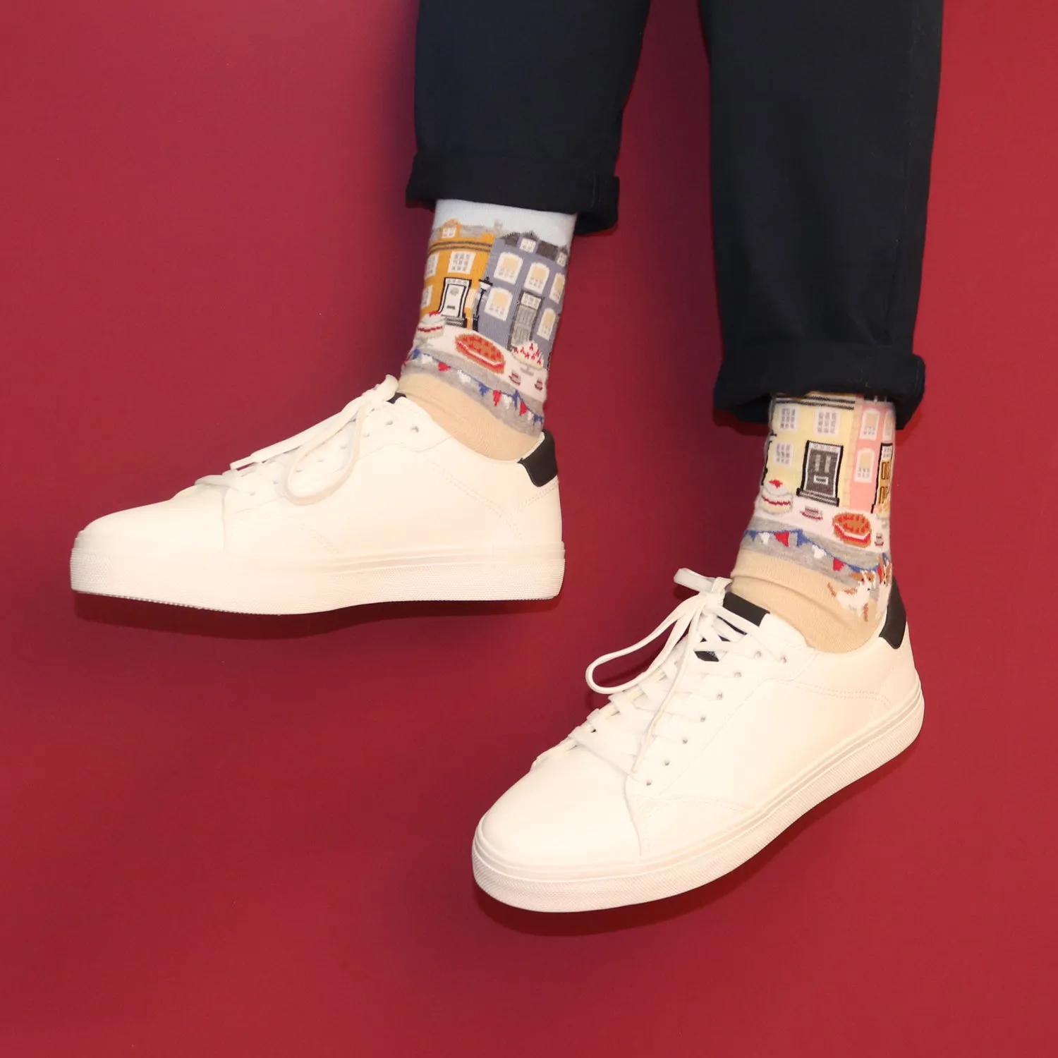 Men's British Royal Street Party Scene Cotton Socks
