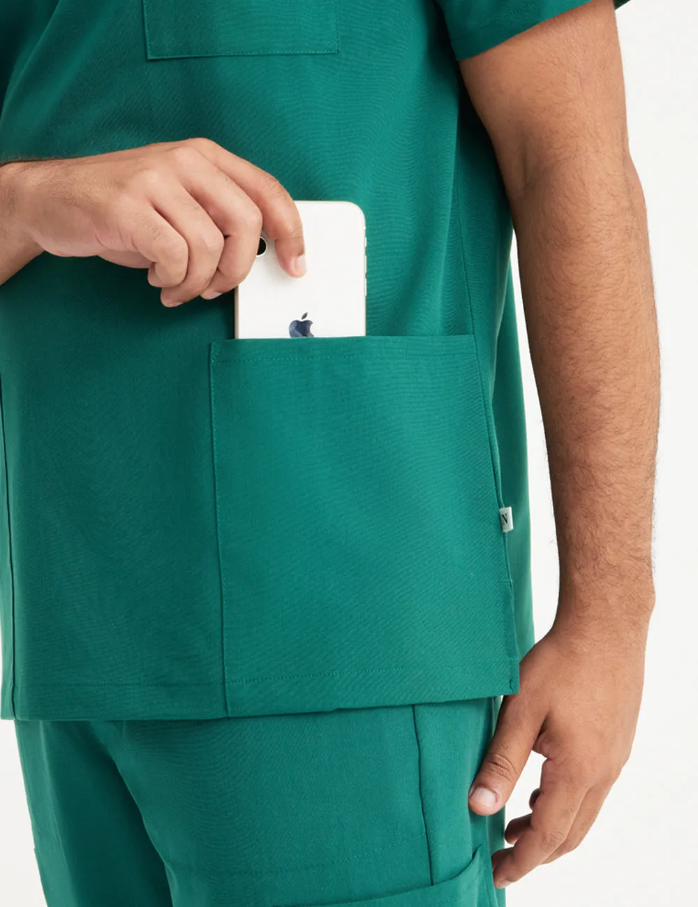 Mens Classic Scrub Top - Hunter Green