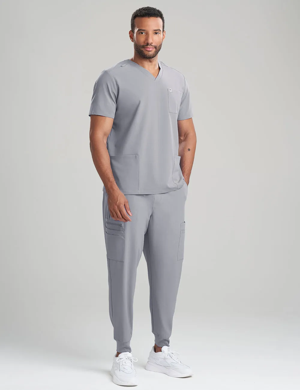 Mens Classic Scrub Top - Stone Gray