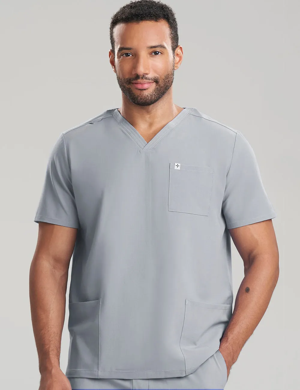 Mens Classic Scrub Top - Stone Gray