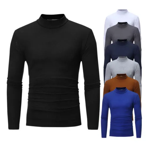 Men's Cotton Long Sleeve Turtle Neck Top