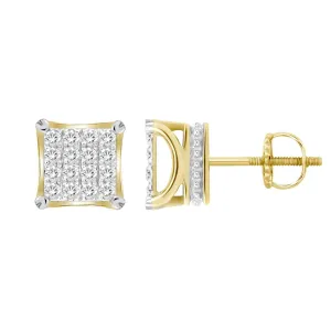 Men's Earrings 1/2 Ct Round Diamond 10k Yellow Gold