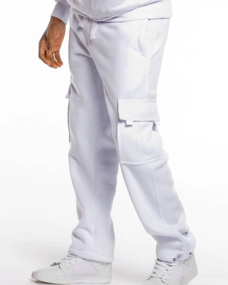 Men's Heavy Fleece Cargo Sweatpants – Warm Athletic Joggers with Pockets