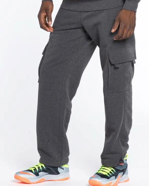 Men's Heavy Fleece Cargo Sweatpants – Warm Athletic Joggers with Pockets