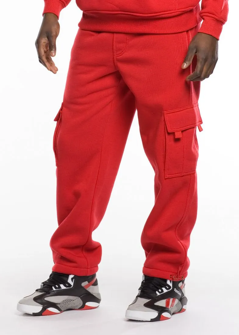 Men's Heavy Fleece Cargo Sweatpants – Warm Athletic Joggers with Pockets
