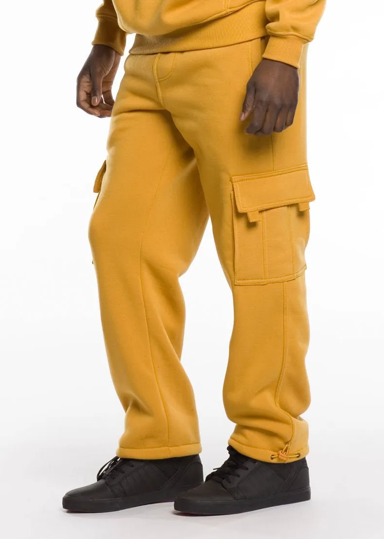 Men's Heavy Fleece Cargo Sweatpants – Warm Athletic Joggers with Pockets