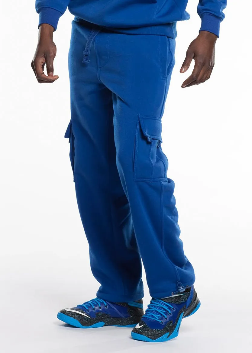 Men's Heavy Fleece Cargo Sweatpants – Warm Athletic Joggers with Pockets