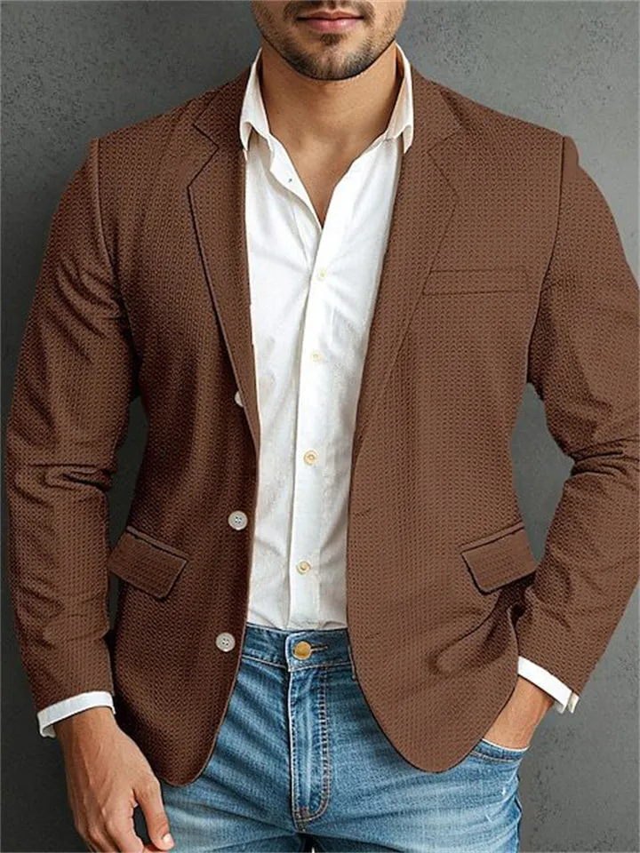 Men's Lightweight Lapel Slim Fit Button Up Suit Coat