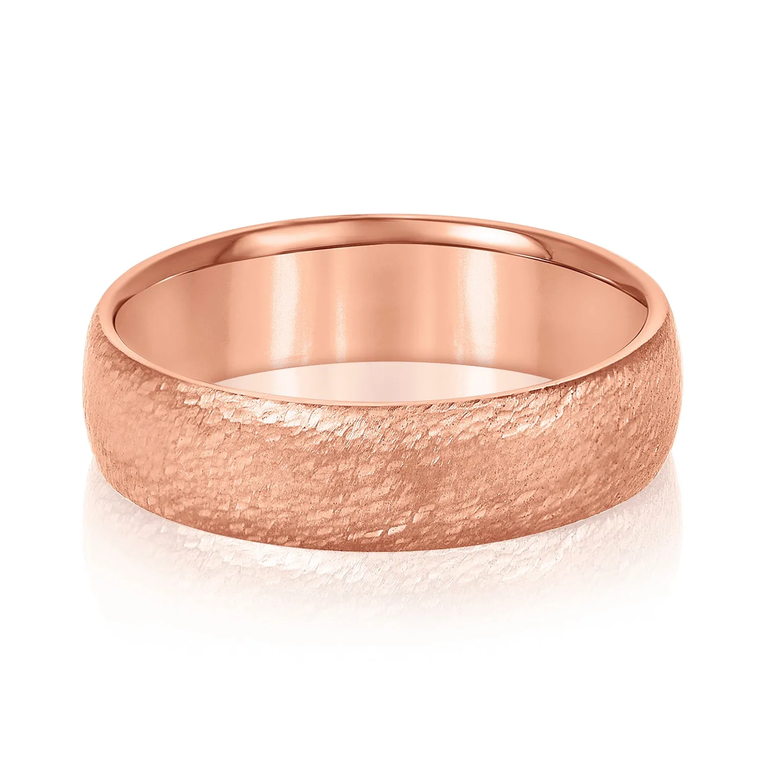 Men's Low Dome Comfort Fit Hammered Wedding Ring