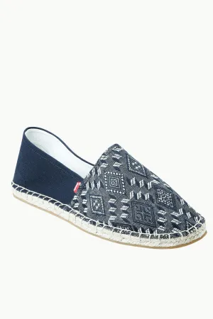 Men's Navy n' White Ethnic Print Espadrilles