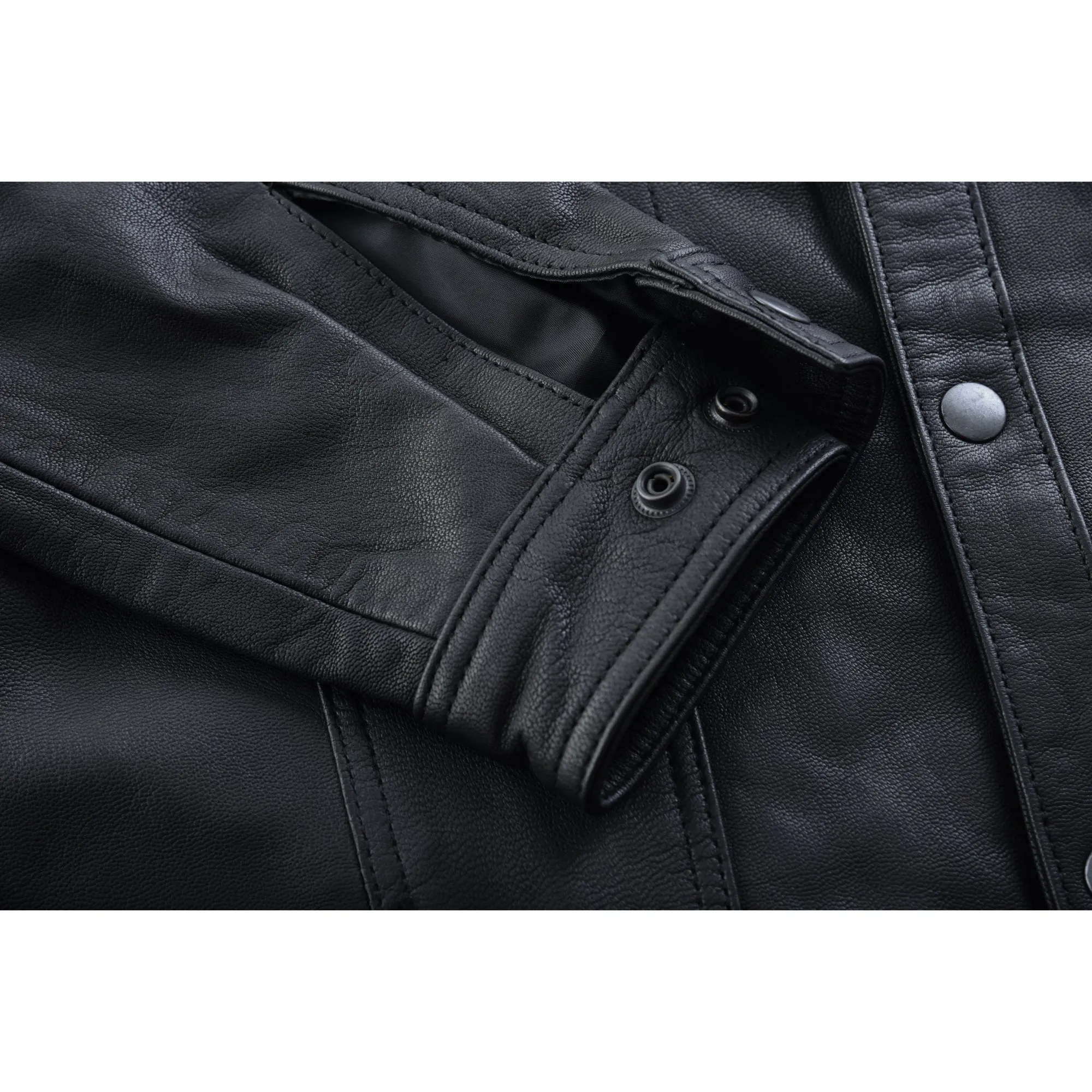 Men's Premium Lightweight Leather Shirt - Black