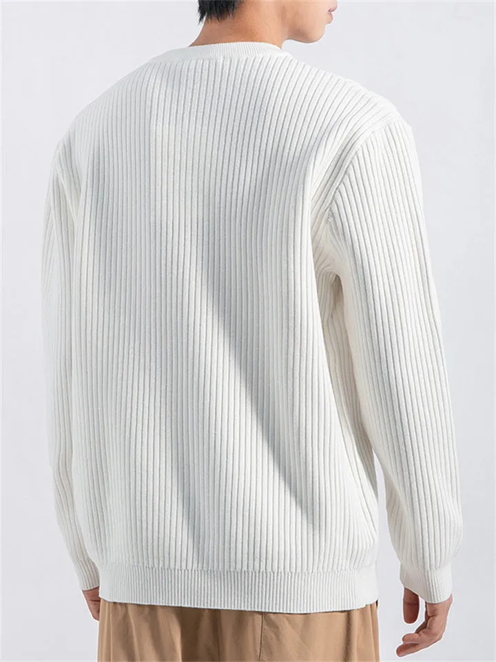 Men's Soft Comfort Henley Collar Solid Ribbed Sweater