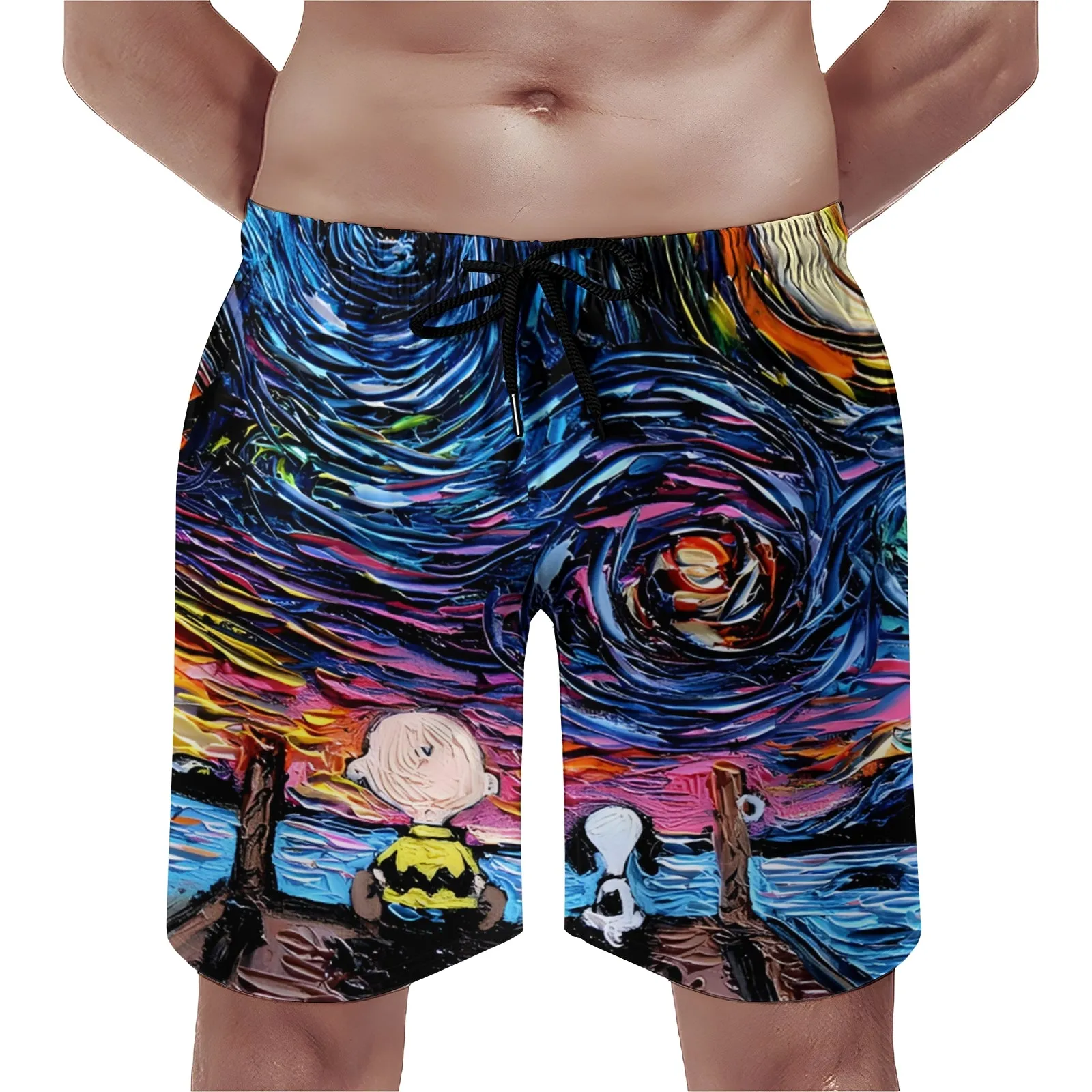 Men's Starry Sky Cartoon Character Sports Fashion Beach Shorts