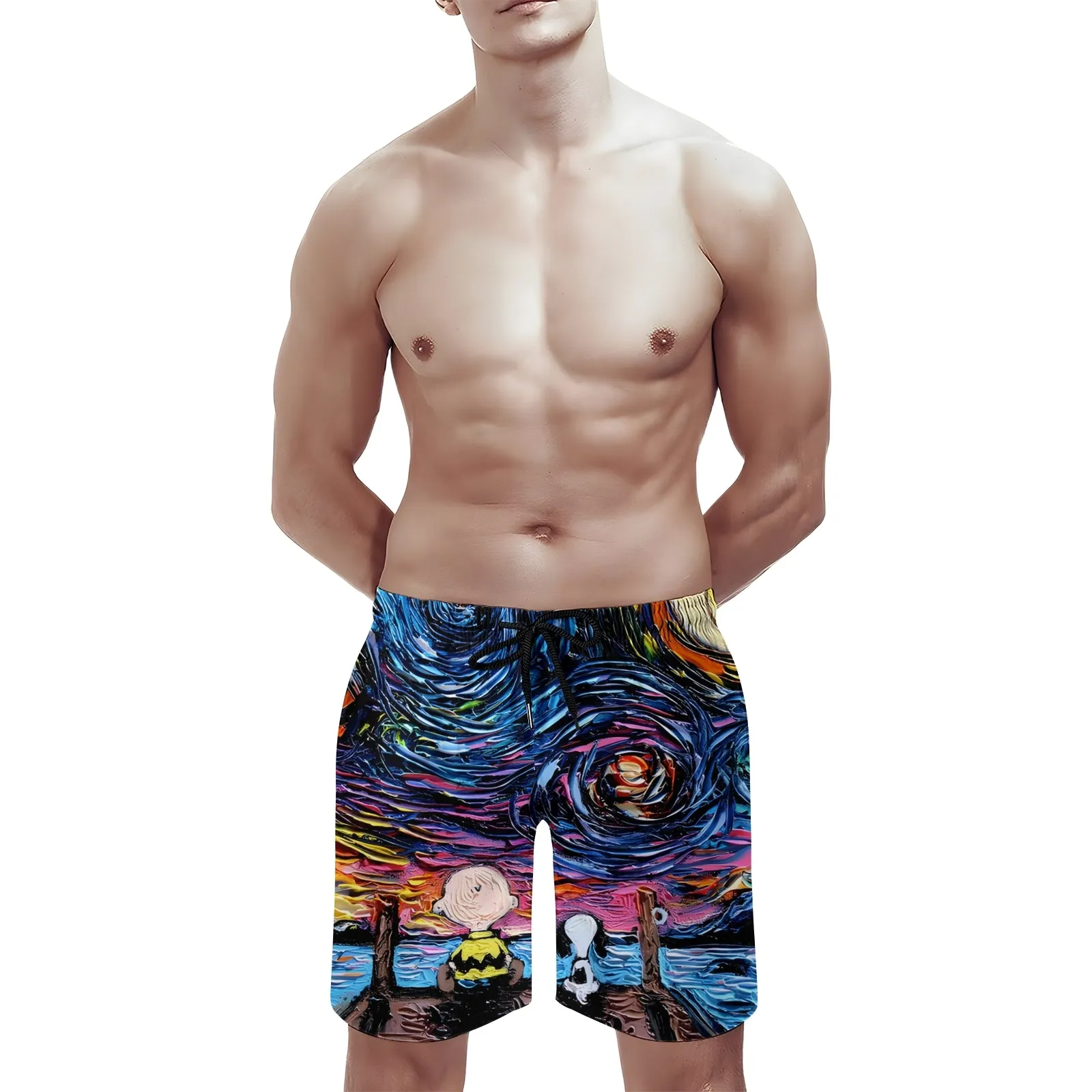 Men's Starry Sky Cartoon Character Sports Fashion Beach Shorts