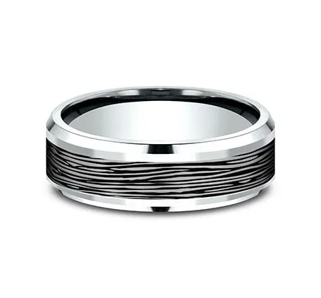 Men's Wedding Band, 7MM 14K White Gold and Tantalum