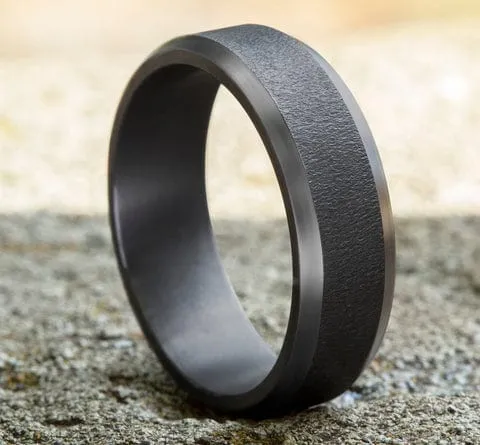 Men's Wedding Band, 7MM Darkened Tantalum Comfort Fit