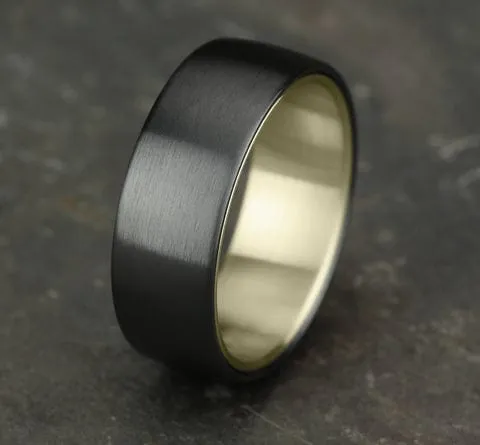 Men's Wedding Band, 8MM Tantalum with 14K Yellow Gold