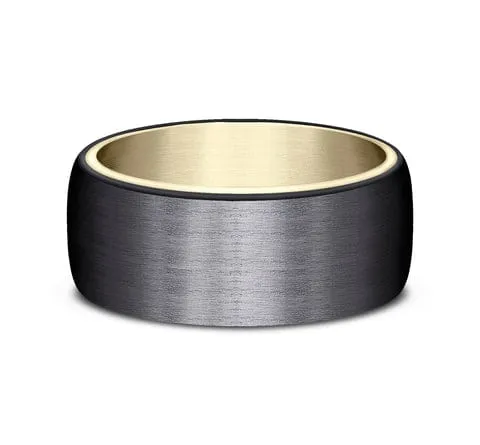 Men's Wedding Band, 8MM Tantalum with 14K Yellow Gold