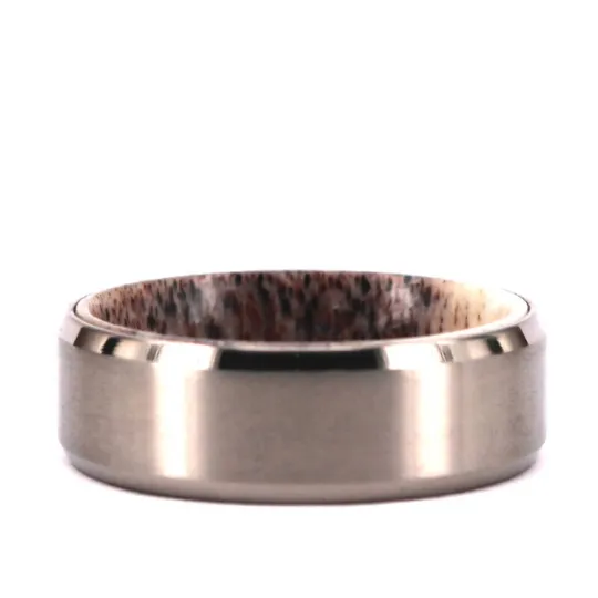Men's Wedding Band Titanium Antler Comfort Fit 8MM