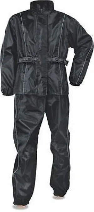 MOTORCYCLE MOTORBIKE MEN'S RAIN SUIT WATERPROF LIGHTWEIGHT BLK WITH HUDDY