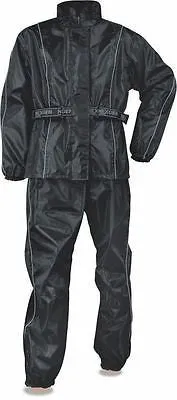 MOTORCYCLE MOTORBIKE MEN'S RAIN SUIT WATERPROF LIGHTWEIGHT BLK WITH HUDDY