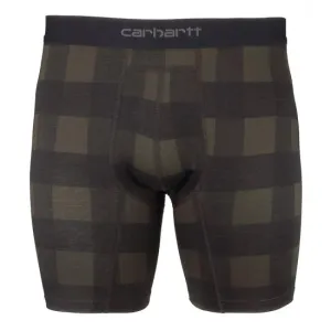 New Men's Carhartt - 8 Inch Basic Boxer Brief, Sz M! Dark Green & Black Plaid!