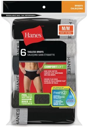 New no package! Hanes Men's 6-Pack Briefs, Sz M! Comfort Flex Waist!