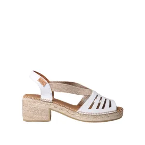 Open Toe Leather Espadrille with Wide Heel for Women - Dima
