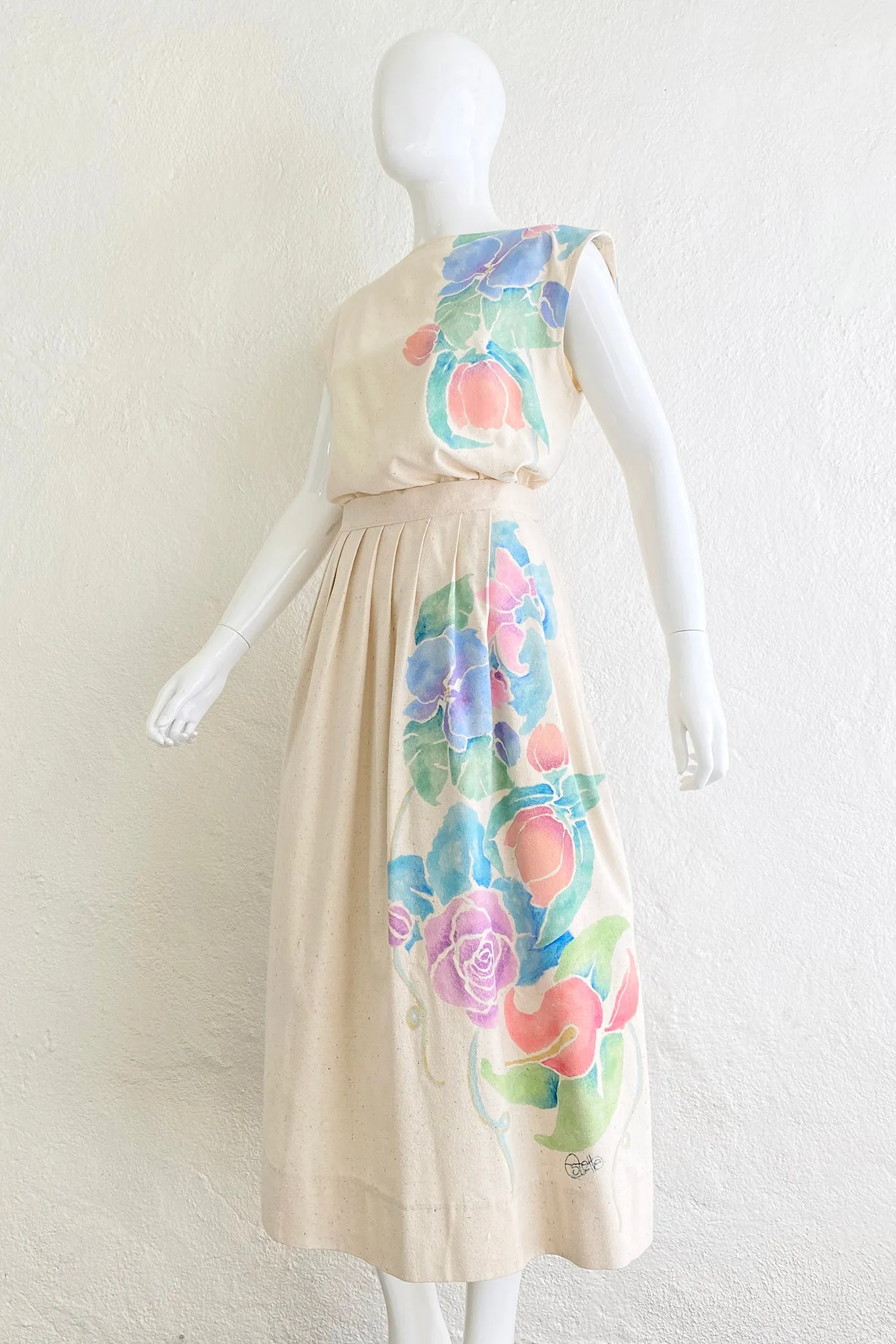 Painted Silk Top & Skirt Set