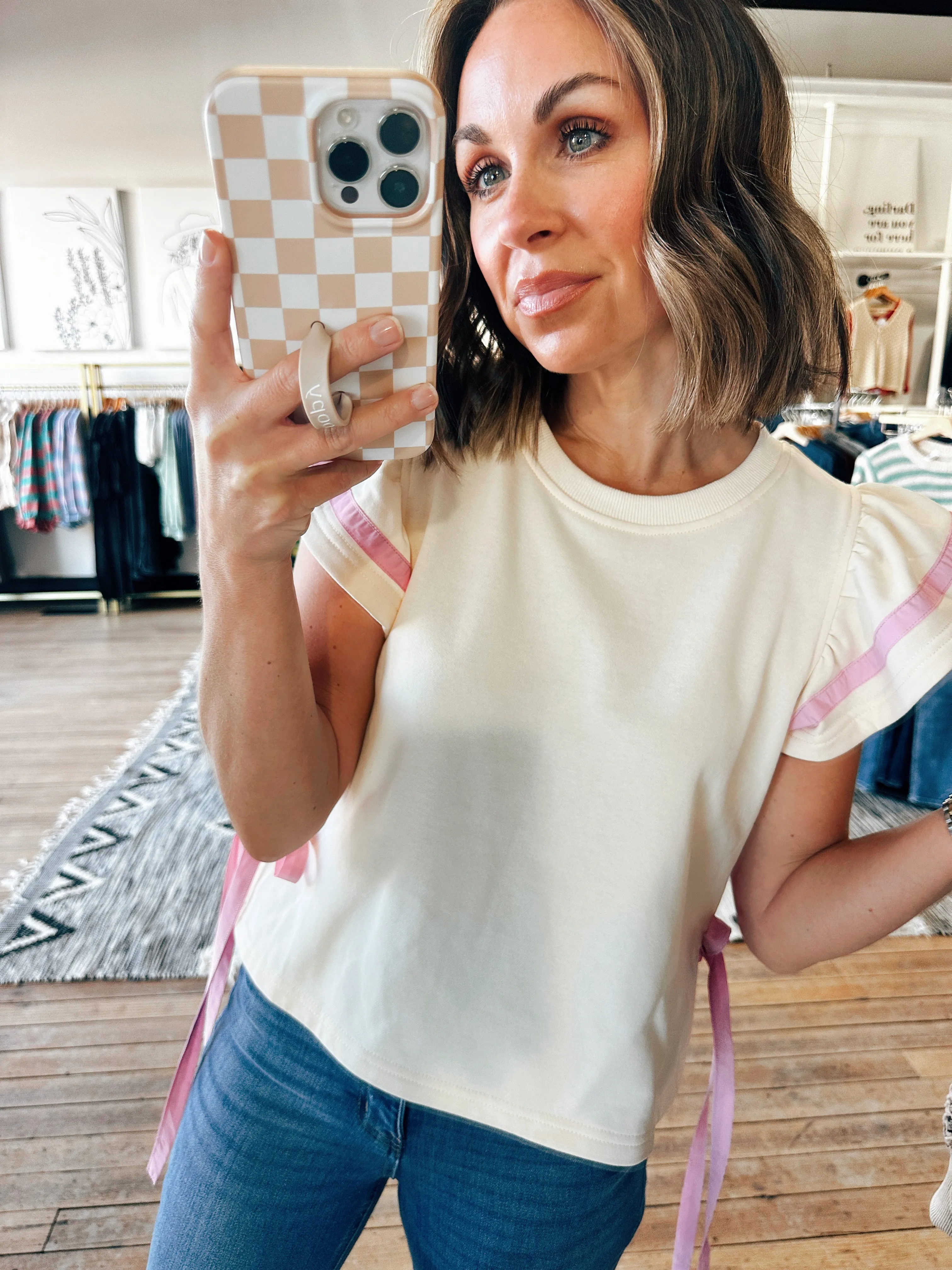 Pink Tie Detail Top
