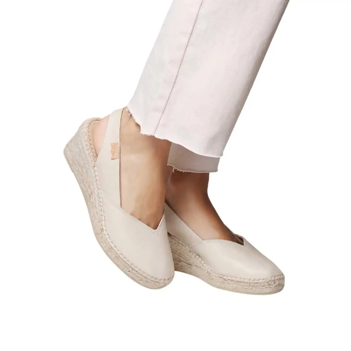 Plain Leather Wedge Espadrille for Women - Termal