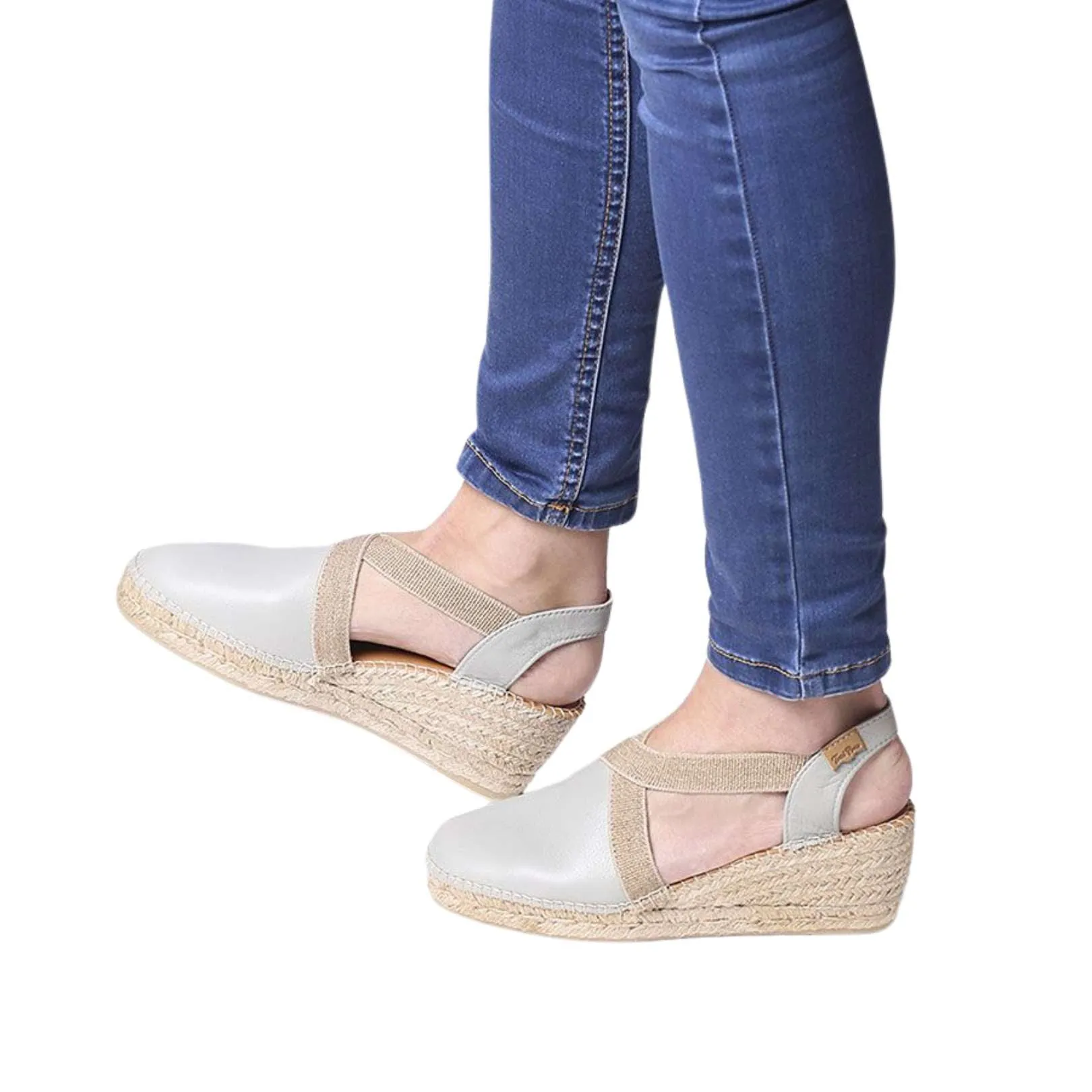 Plain Leather Wedge Espadrille for Women - Tossa