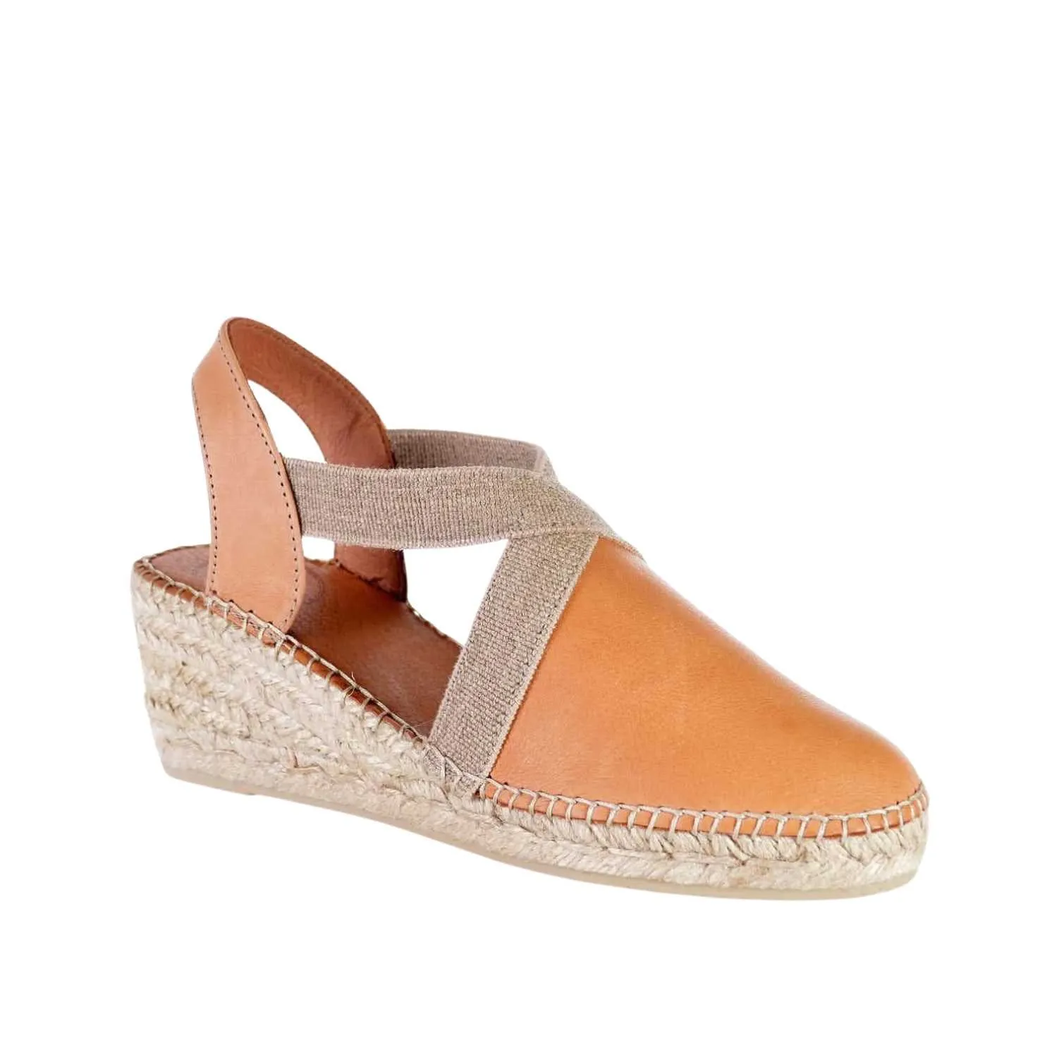 Plain Leather Wedge Espadrille for Women - Tossa