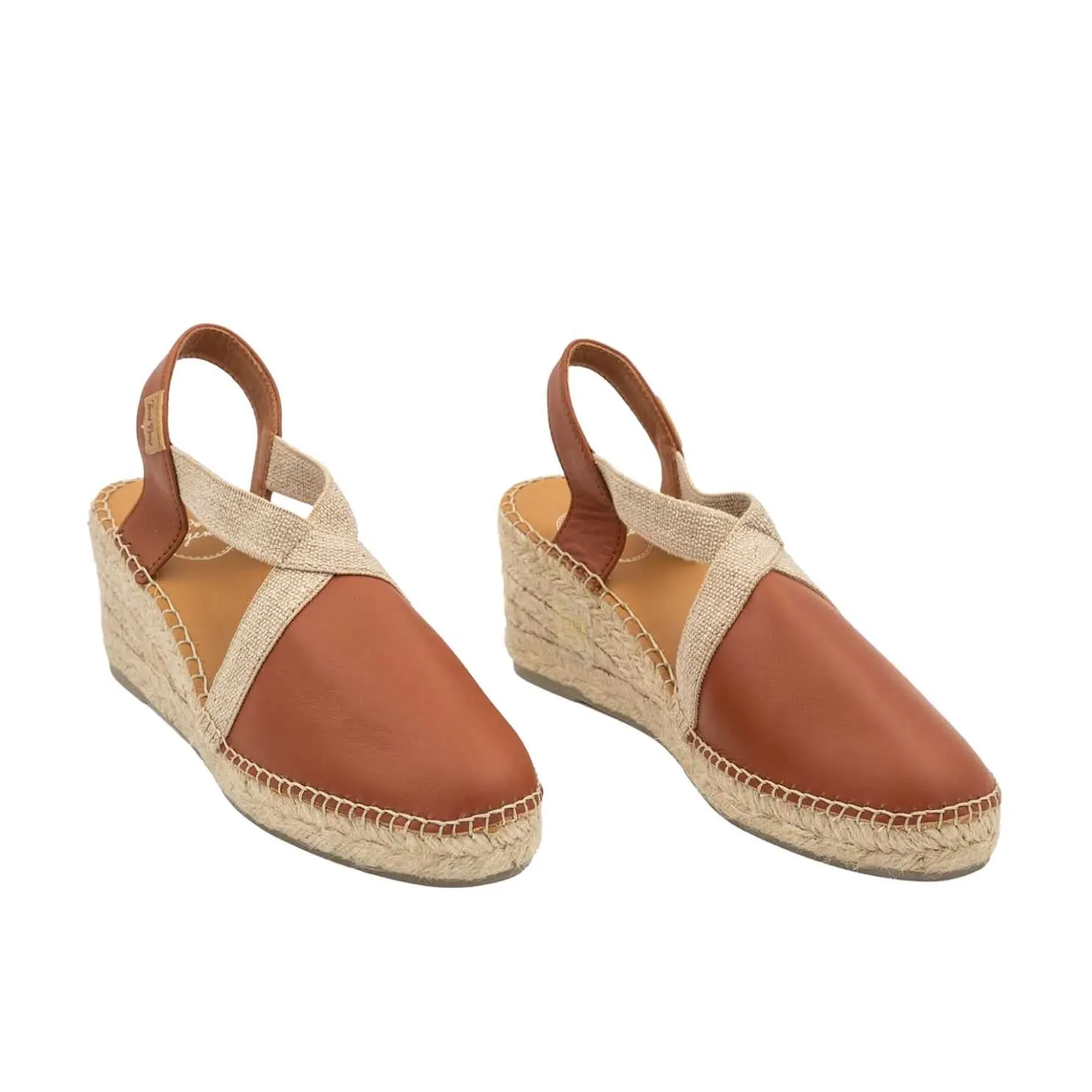 Plain Leather Wedge Espadrille for Women - Tossa