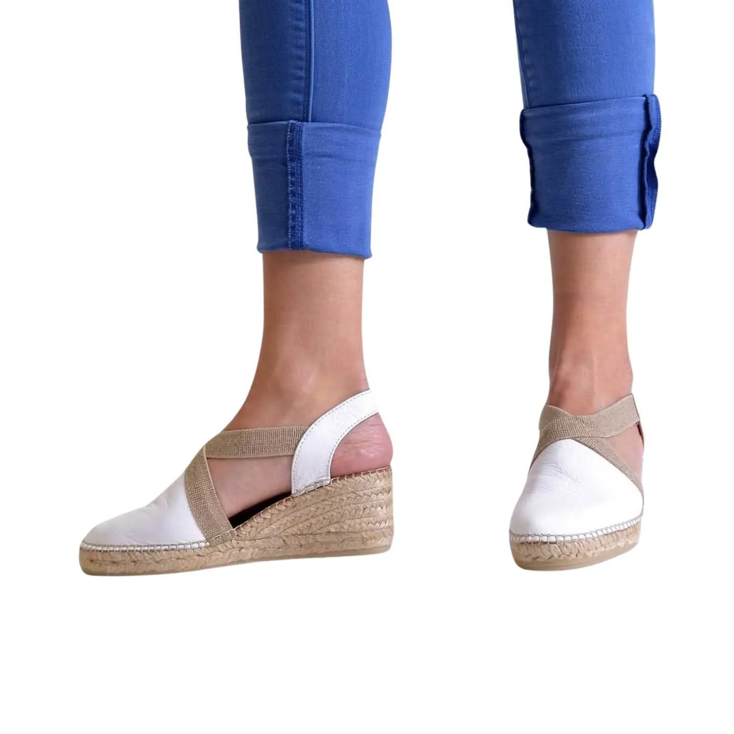 Plain Leather Wedge Espadrille for Women - Tossa